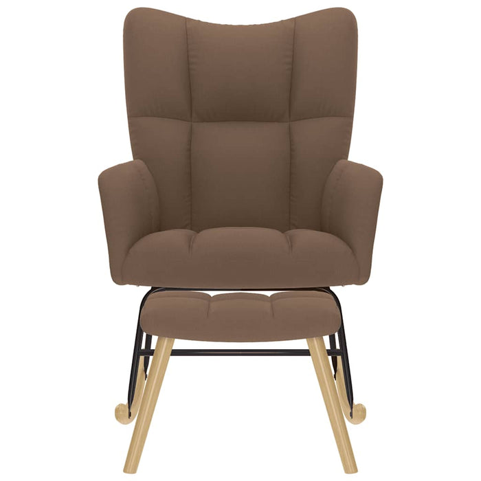 Scaun balansoar cu suport picioare, maro, material textil WALTI