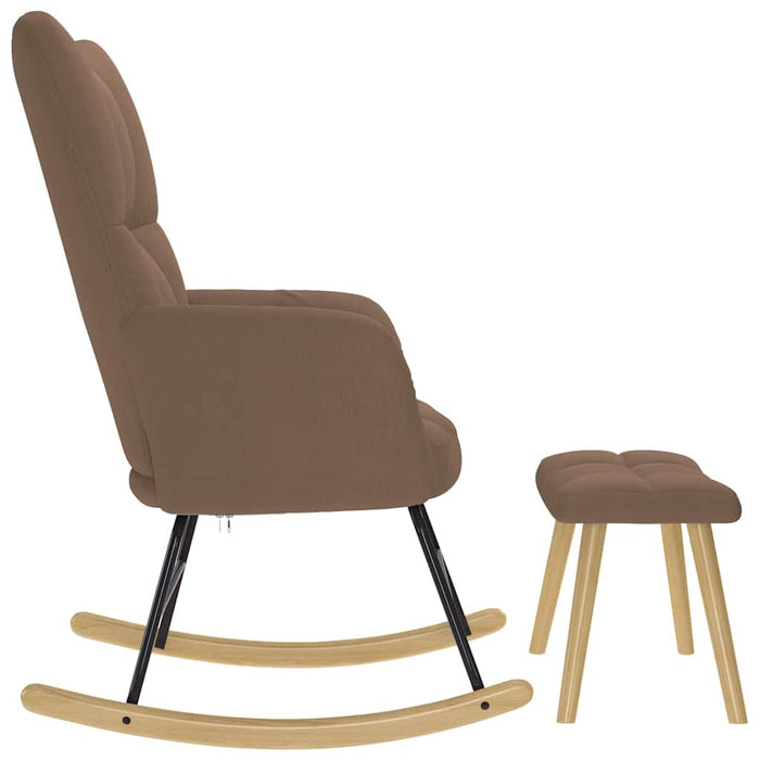Scaun balansoar cu suport picioare, maro, material textil WALTI