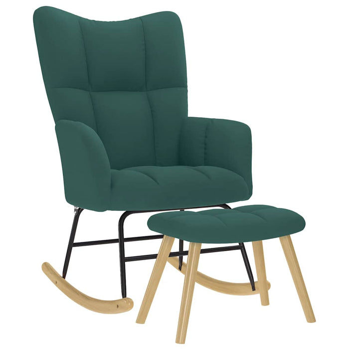 Scaun balansoar cu taburet, verde închis, textil - WALTI WALTI