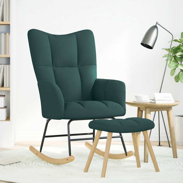 Scaun balansoar cu taburet, verde închis, textil - WALTI WALTI
