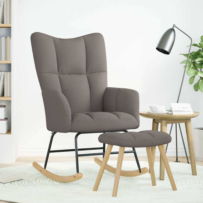 Scaun balansoar cu taburet, gri taupe, material textil - WALTI WALTI