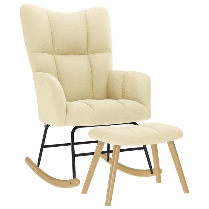 Scaun balansoar cu taburet, crem, material textil - WALTI WALTI