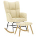 Scaun balansoar cu taburet, crem, material textil - WALTI WALTI