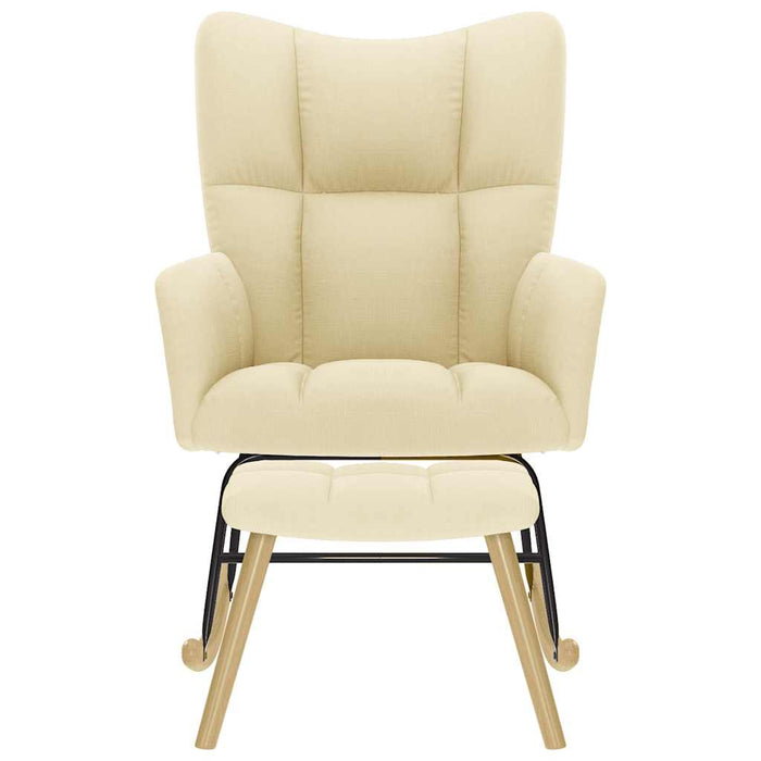 Scaun balansoar cu taburet, crem, material textil - WALTI WALTI