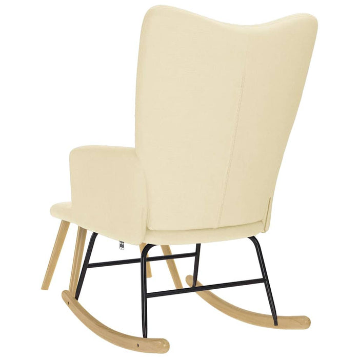 Scaun balansoar cu taburet, crem, material textil - WALTI WALTI
