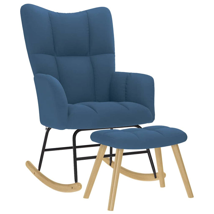 Scaun balansoar cu taburet, albastru, material textil - WALTI WALTI