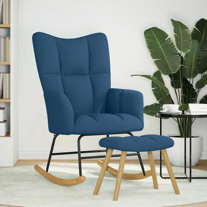Scaun balansoar cu taburet, albastru, material textil - WALTI WALTI