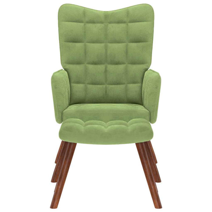 Scaun de relaxare cu taburet, verde deschis, catifea - WALTI WALTI