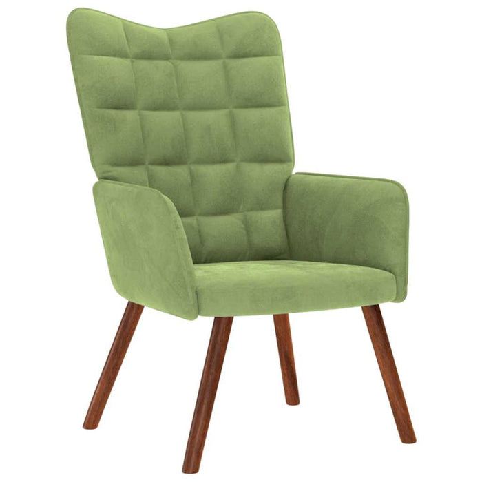 Scaun de relaxare cu taburet, verde deschis, catifea - WALTI WALTI