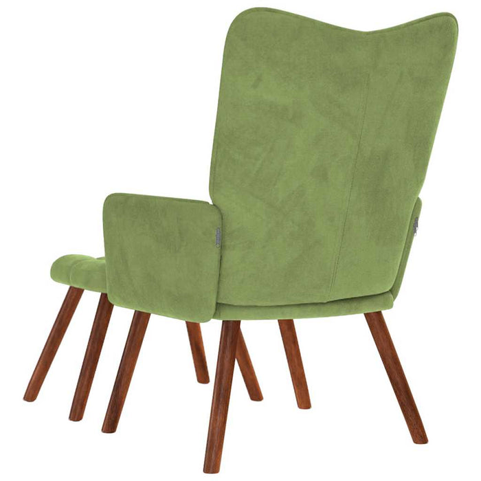 Scaun de relaxare cu taburet, verde deschis, catifea - WALTI WALTI