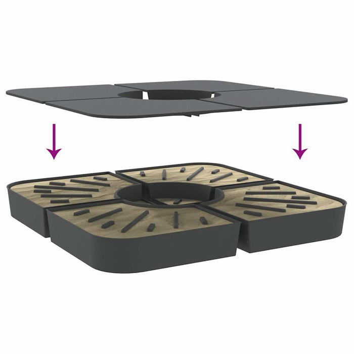 Set bază de umbrelă soare 4 piese pentru suport cruce 100 kg PP - WALTI WALTI