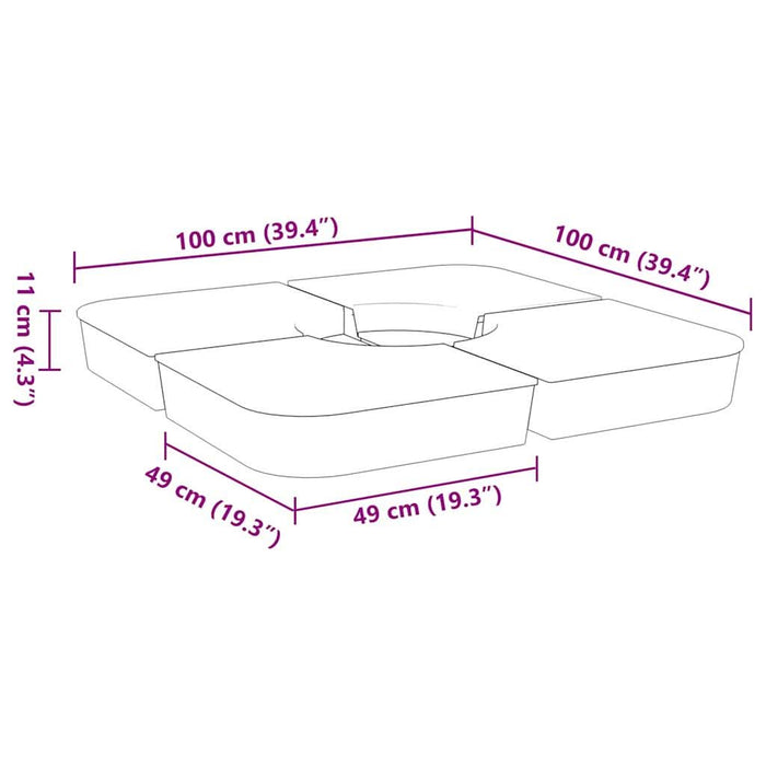 Set bază de umbrelă soare 4 piese pentru suport cruce 100 kg PP - WALTI WALTI