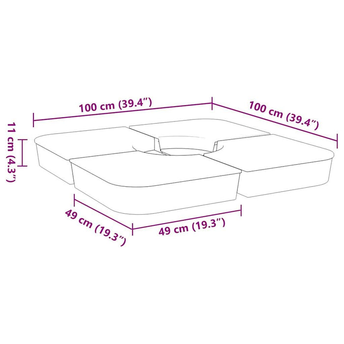 Set bază de umbrelă soare 4 piese pentru suport cruce 100 kg PP - WALTI WALTI