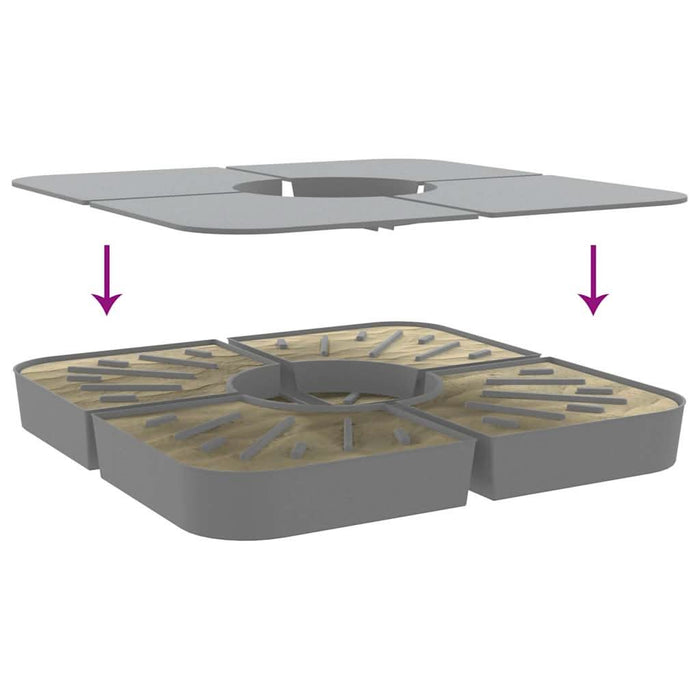 Set bază de umbrelă soare 4 piese pentru suport cruce 100 kg PP - WALTI WALTI