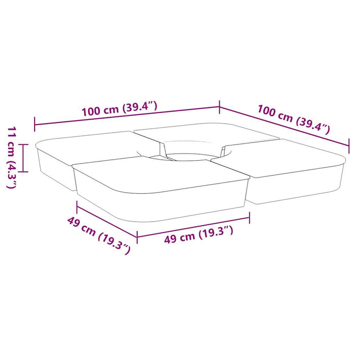 Set bază de umbrelă soare 4 piese pentru suport cruce 100 kg PP - WALTI WALTI