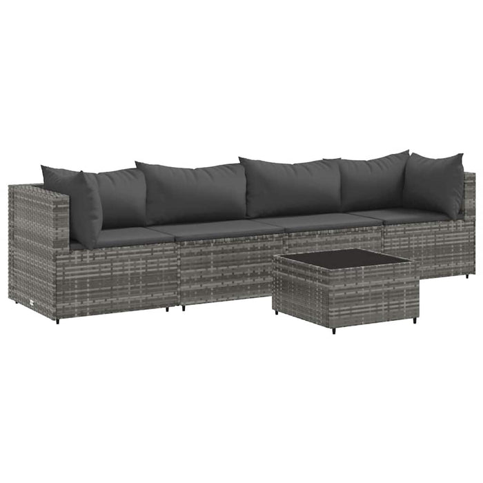 Set mobilier de grădină cu perne, 5 piese, gri, poliratan - WALTI WALTI