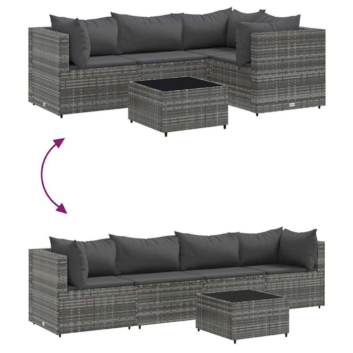 Set mobilier de grădină cu perne, 5 piese, gri, poliratan - WALTI WALTI