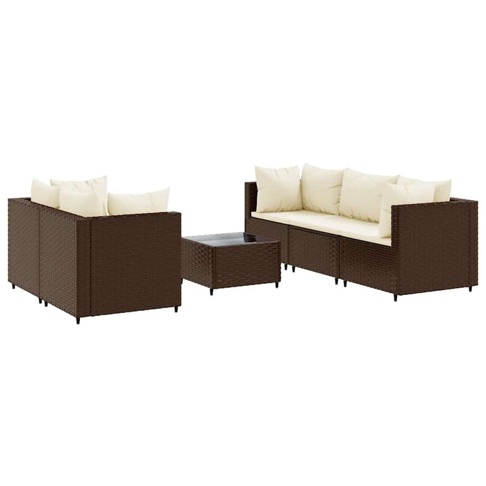 Set mobilier de grădină cu perne, 6 piese, maro, poliratan WALTI
