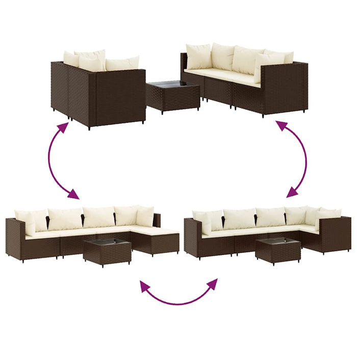 Set mobilier de grădină cu perne, 6 piese, maro, poliratan WALTI