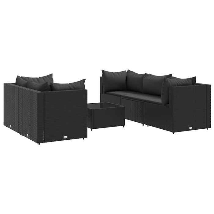 Set mobilier de grădină cu perne, 6 piese, negru, poliratan - WALTI WALTI