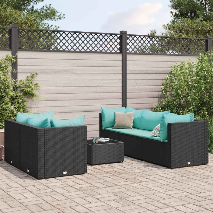 Set mobilier de grădină cu perne, 6 piese, negru, poliratan - WALTI WALTI