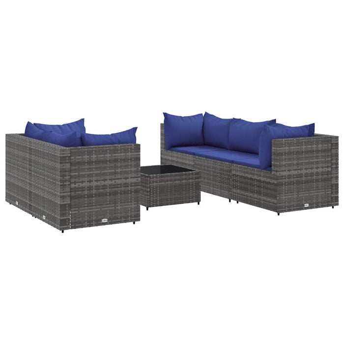 Set mobilier de grădină cu perne, 6 piese, gri, poliratan - WALTI WALTI