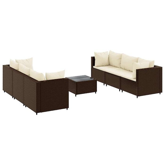 Set mobilier de grădină cu perne, 7 piese, maro, poliratan - WALTI WALTI