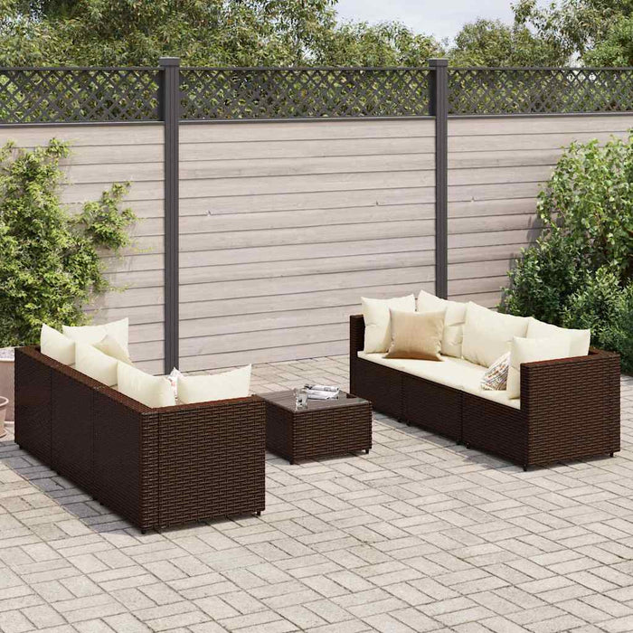 Set mobilier de grădină cu perne, 7 piese, maro, poliratan - WALTI WALTI