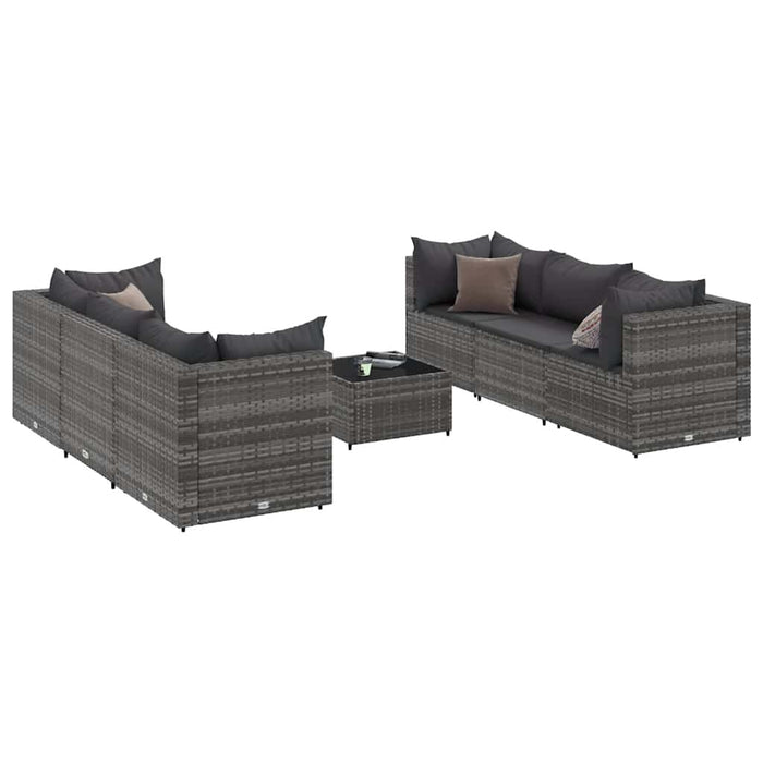 Set mobilier de grădină cu perne, 7 piese, gri, poliratan - WALTI WALTI