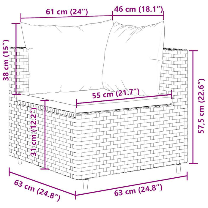 Set mobilier de grădină cu perne, 7 piese, gri, poliratan - WALTI WALTI
