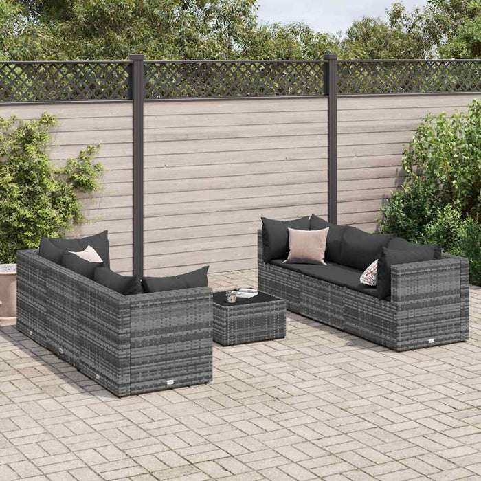 Set mobilier de grădină cu perne, 7 piese, gri, poliratan - WALTI WALTI