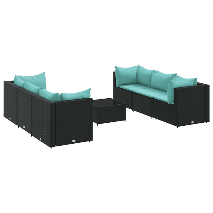 Set mobilier de grădină cu perne, 7 piese, negru, poliratan - WALTI WALTI