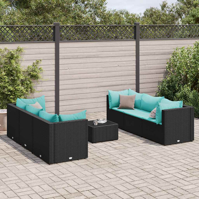 Set mobilier de grădină cu perne, 7 piese, negru, poliratan - WALTI WALTI
