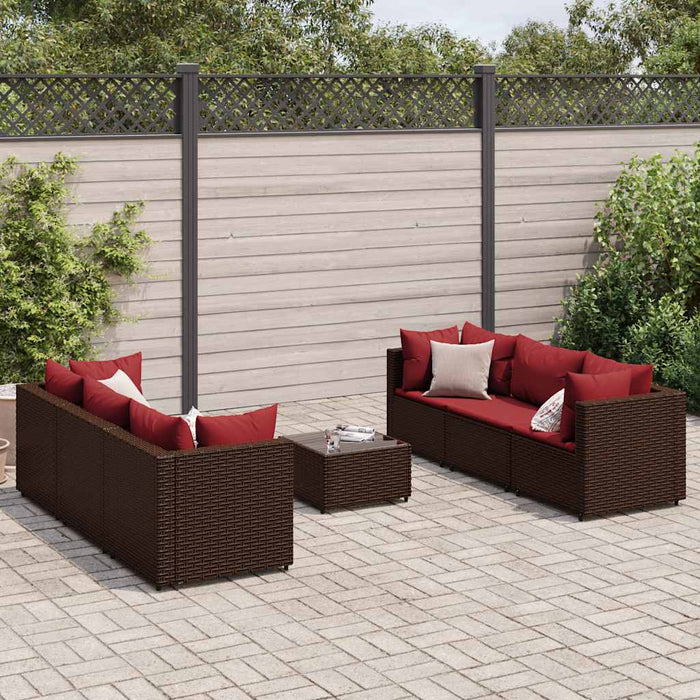 Set mobilier de grădină cu perne, 7 piese, maro, poliratan WALTI