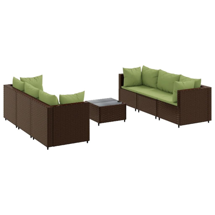 Set mobilier de grădină cu perne, 7 piese, maro, poliratan WALTI