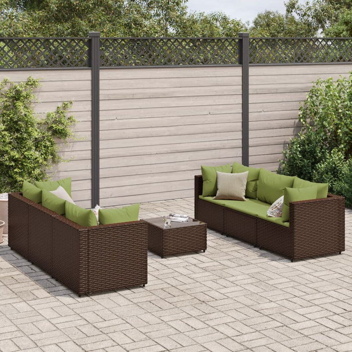 Set mobilier de grădină cu perne, 7 piese, maro, poliratan WALTI