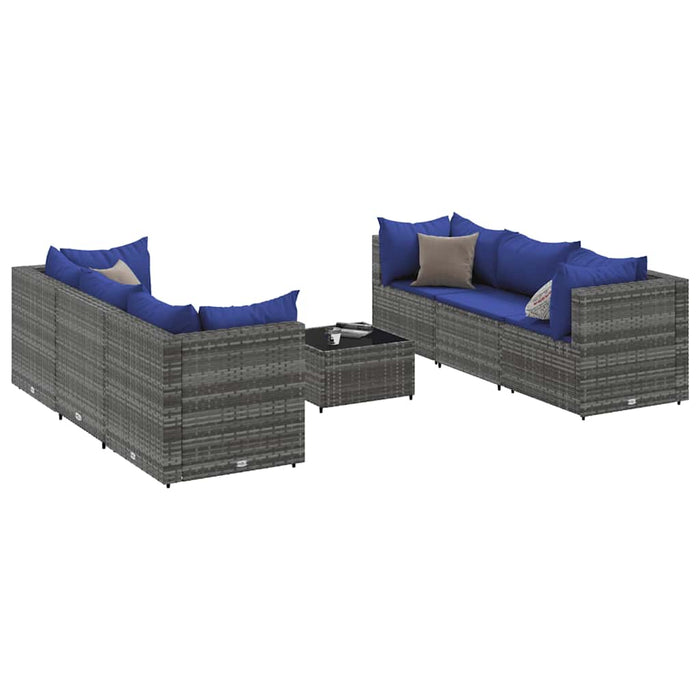 Set mobilier de grădină cu perne, 7 piese, gri, poliratan - WALTI WALTI