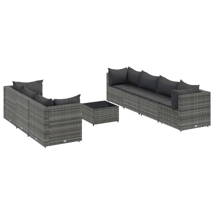 Set mobilier de grădină cu perne, 8 piese, gri, poliratan WALTI