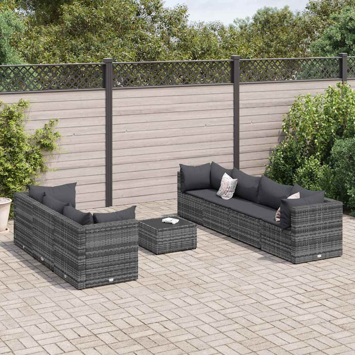 Set mobilier de grădină cu perne, 8 piese, gri, poliratan WALTI