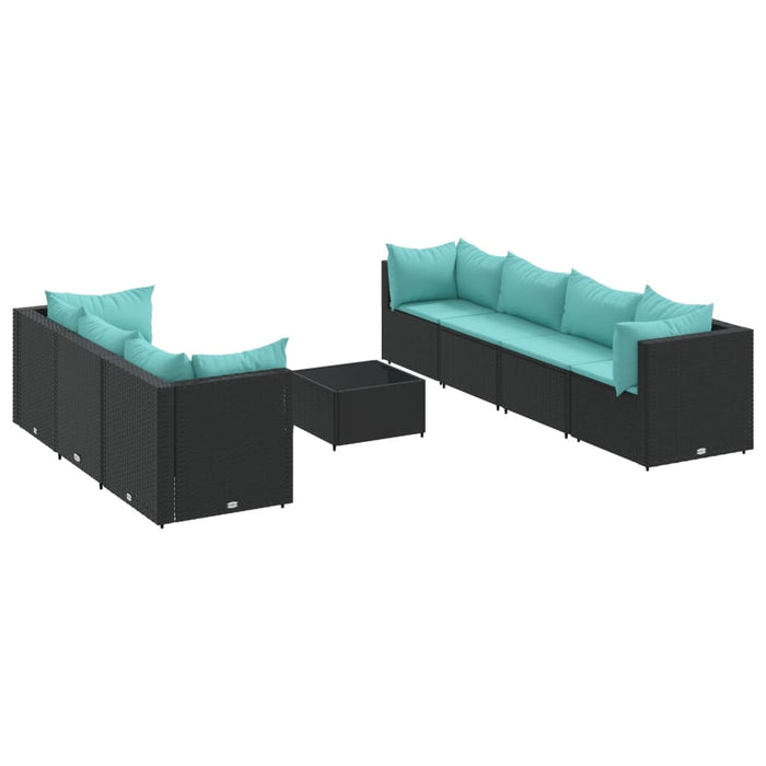 Set mobilier de grădină cu perne, 8 piese, negru, poliratan - WALTI WALTI