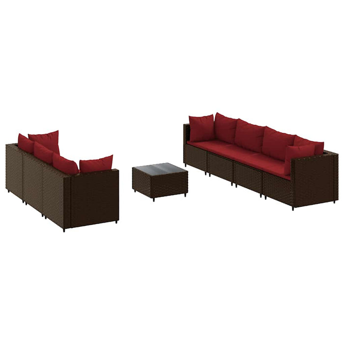 Set mobilier de grădină cu perne, 8 piese, maro, poliratan - WALTI WALTI