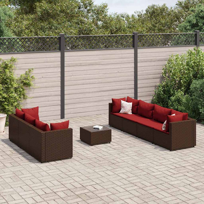 Set mobilier de grădină cu perne, 8 piese, maro, poliratan - WALTI WALTI