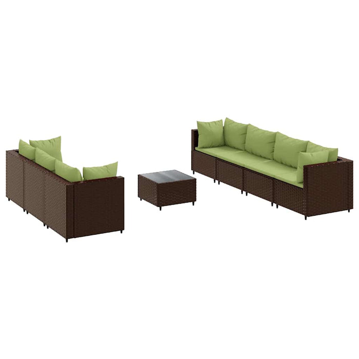 Set mobilier de grădină cu perne, 8 piese, maro, poliratan WALTI
