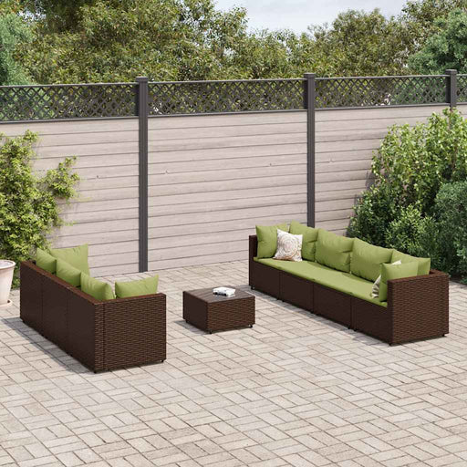 Set mobilier de grădină cu perne, 8 piese, maro, poliratan - WALTI WALTI