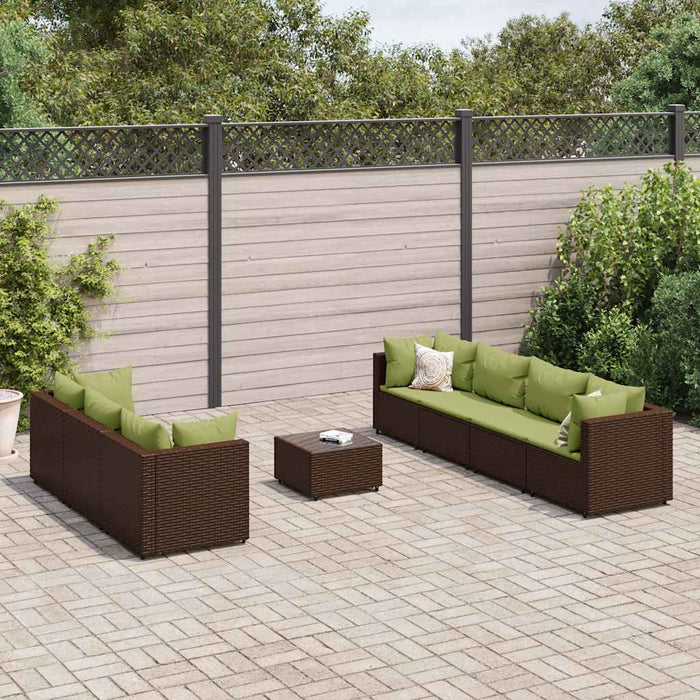 Set mobilier de grădină cu perne, 8 piese, maro, poliratan WALTI
