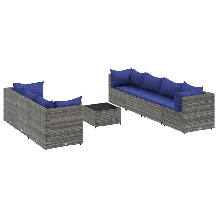 Set mobilier de grădină cu perne, 8 piese, gri, poliratan WALTI