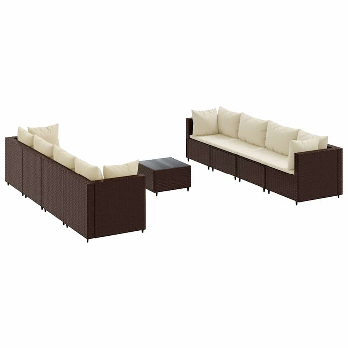 Set mobilier de grădină cu perne, 9 piese, maro, poliratan - WALTI WALTI