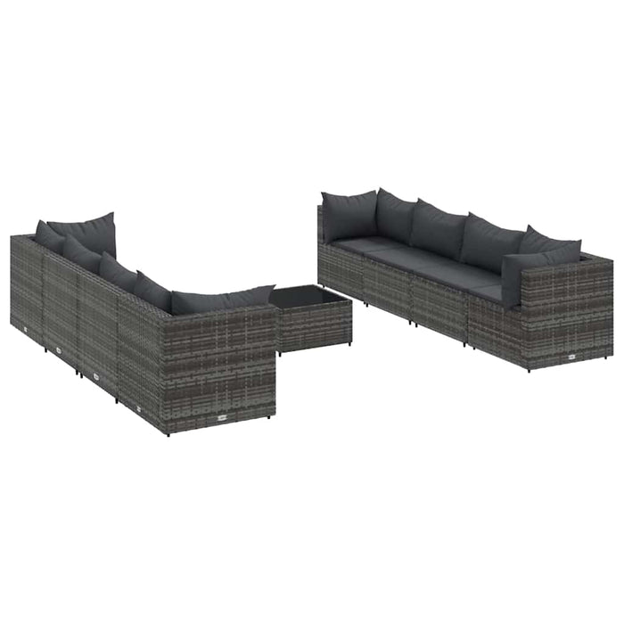 Set mobilier de grădină cu perne, 9 piese, gri, poliratan WALTI