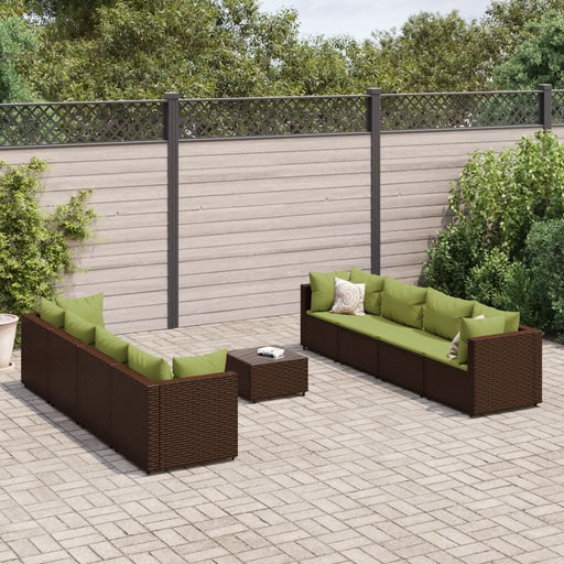 Set mobilier de grădină cu perne, 9 piese, maro, poliratan - WALTI WALTI