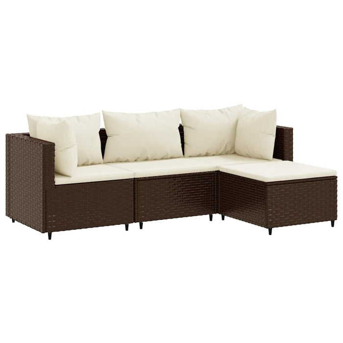Set mobilier de grădină cu perne, 4 piese, maro, poliratan WALTI